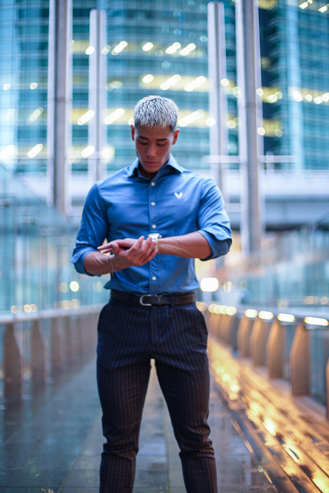 LONG SLEEVE DRESS SHIRT - DARK BLUE