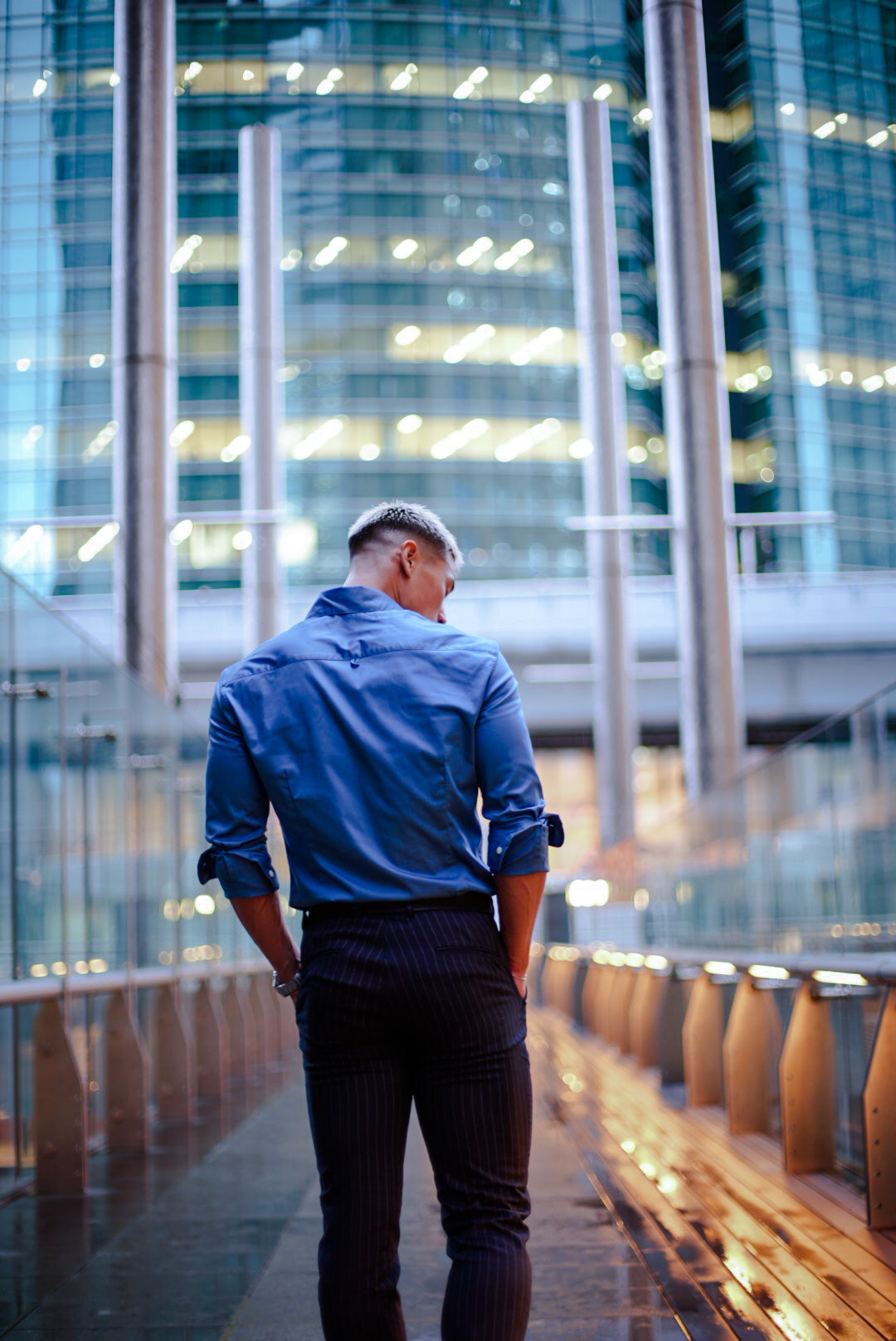 LONG SLEEVE DRESS SHIRT - DARK BLUE