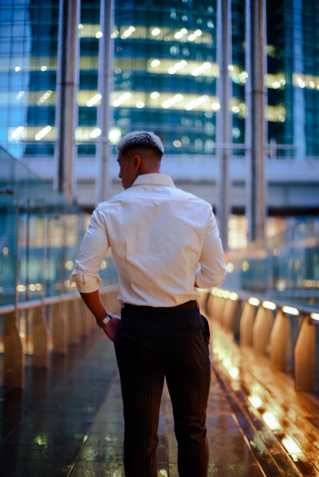 LONG SLEEVE DRESS SHIRT - WHITE